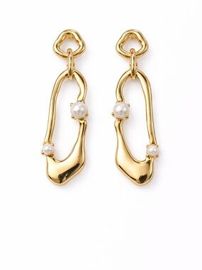 Camila Coelho Gold tone freshwater Pearl Link Drop Earrings